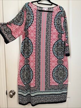 London Times Red & Black Patterned Midi Dress size 20W